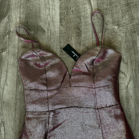 Lulu’s Flashy Fixation Pink Iridescent Metallic Midi Dress - Picture 5 of 7